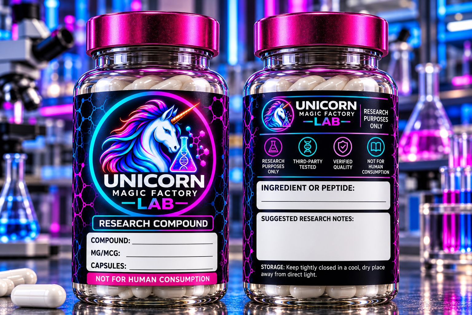Research capsule bottles